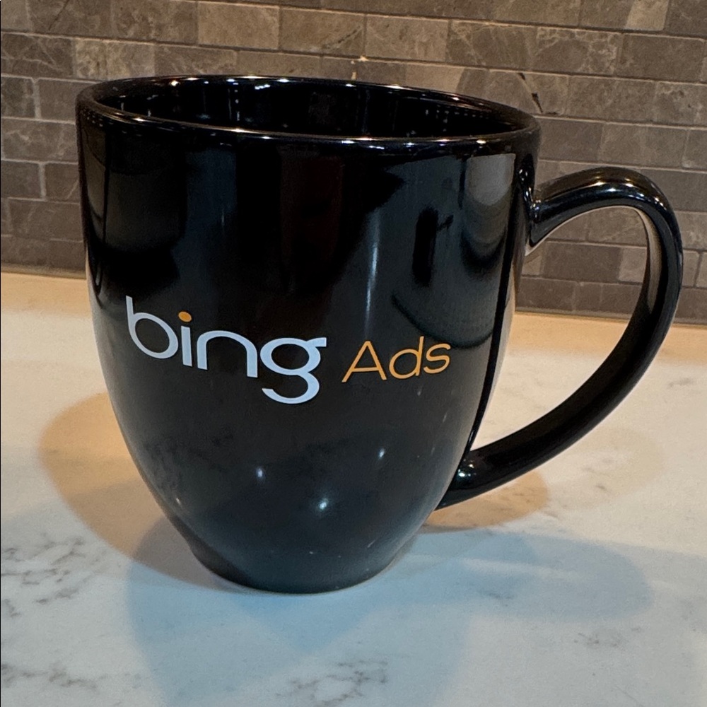 Microsoft Black Ceramic Mug with Bing Ads text